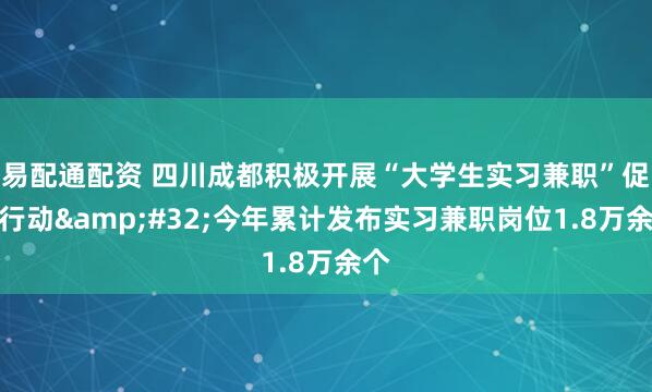 易配通配资 四川成都积极开展“大学生实习兼职”促进行动 今年累计发布实习兼职岗位1.8万余个